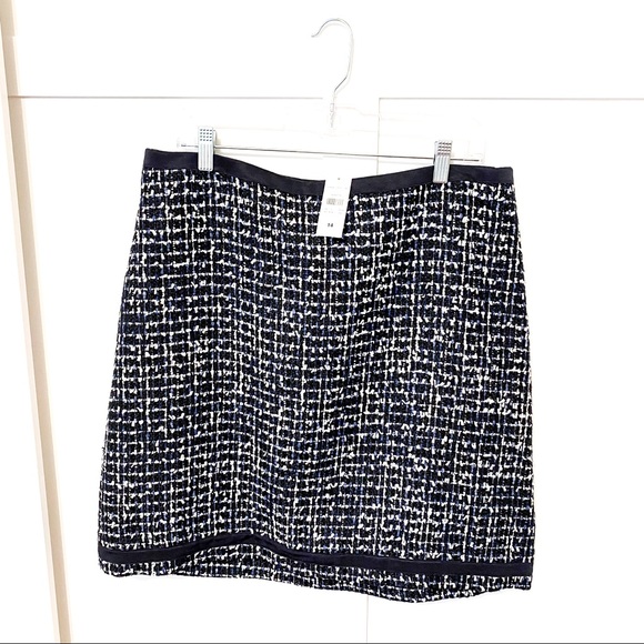 Ann Taylor Tweed A-Line Skirt in Blue & White US14 Cold Weather Skirt - Picture 2 of 5
